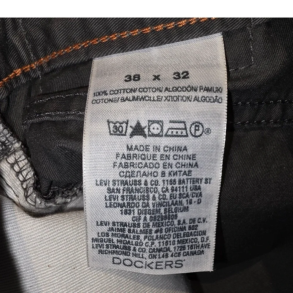 Dockers Mens Straight Fit Chinos‎ Pants Gray Size 38x32 Cotton Casual Comfort